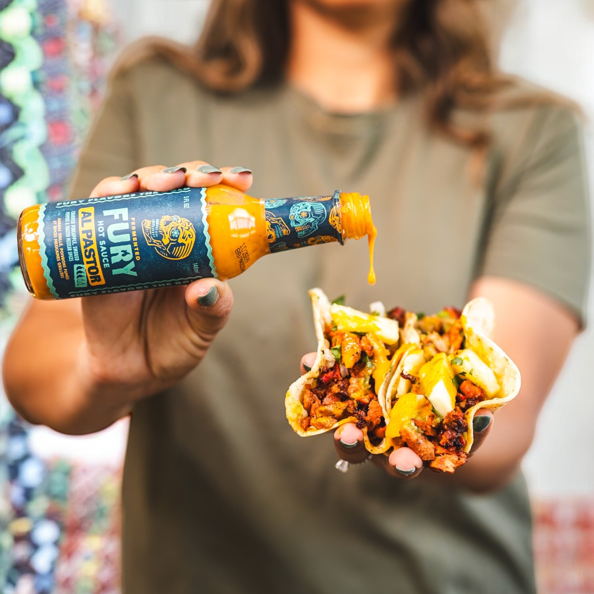 Fury Al Pastor sauce detail - smoky Mexican marinade and hot sauce for tacos