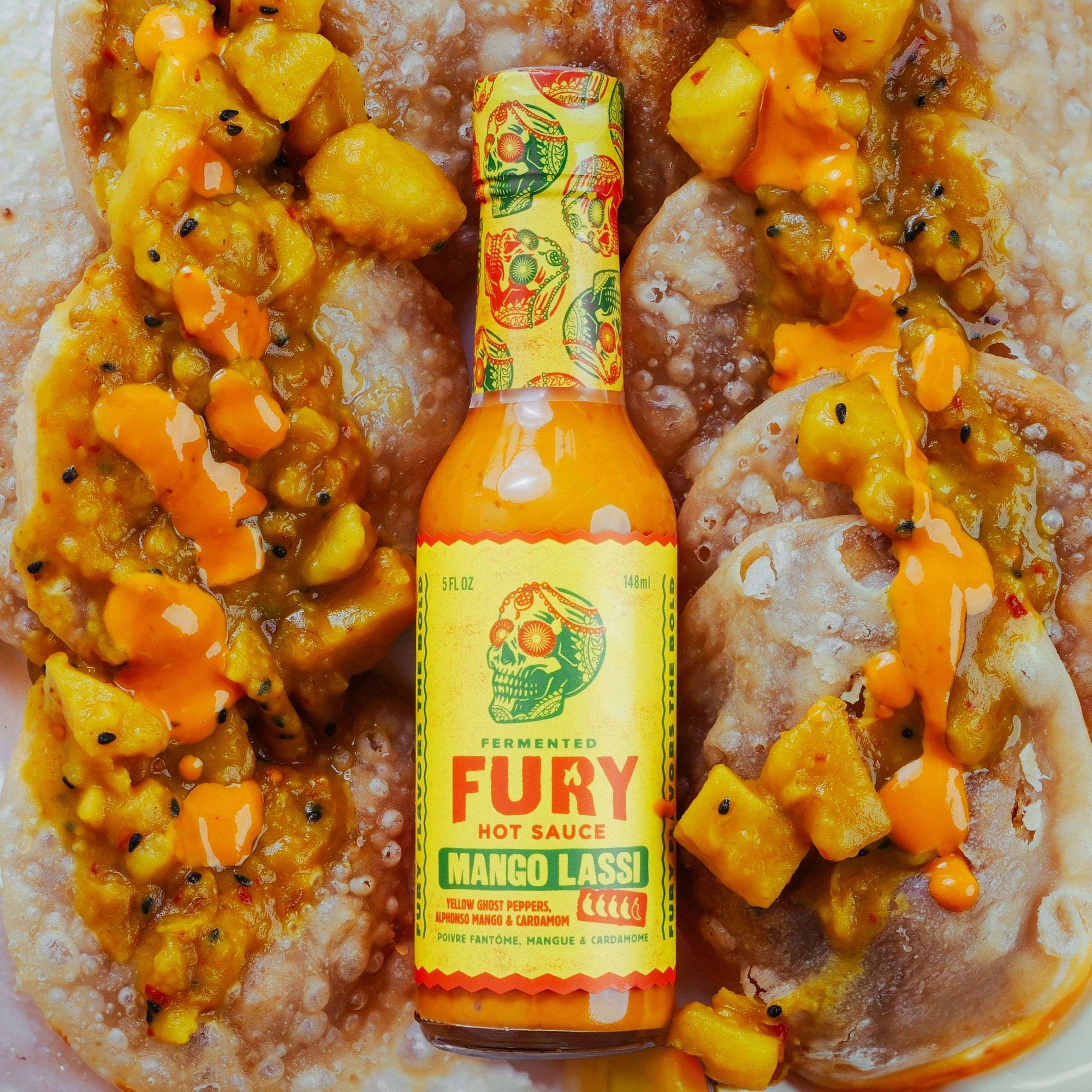 Fury Mango Lassi sauce lifestyle - fruity Indian-fusion hot sauce
