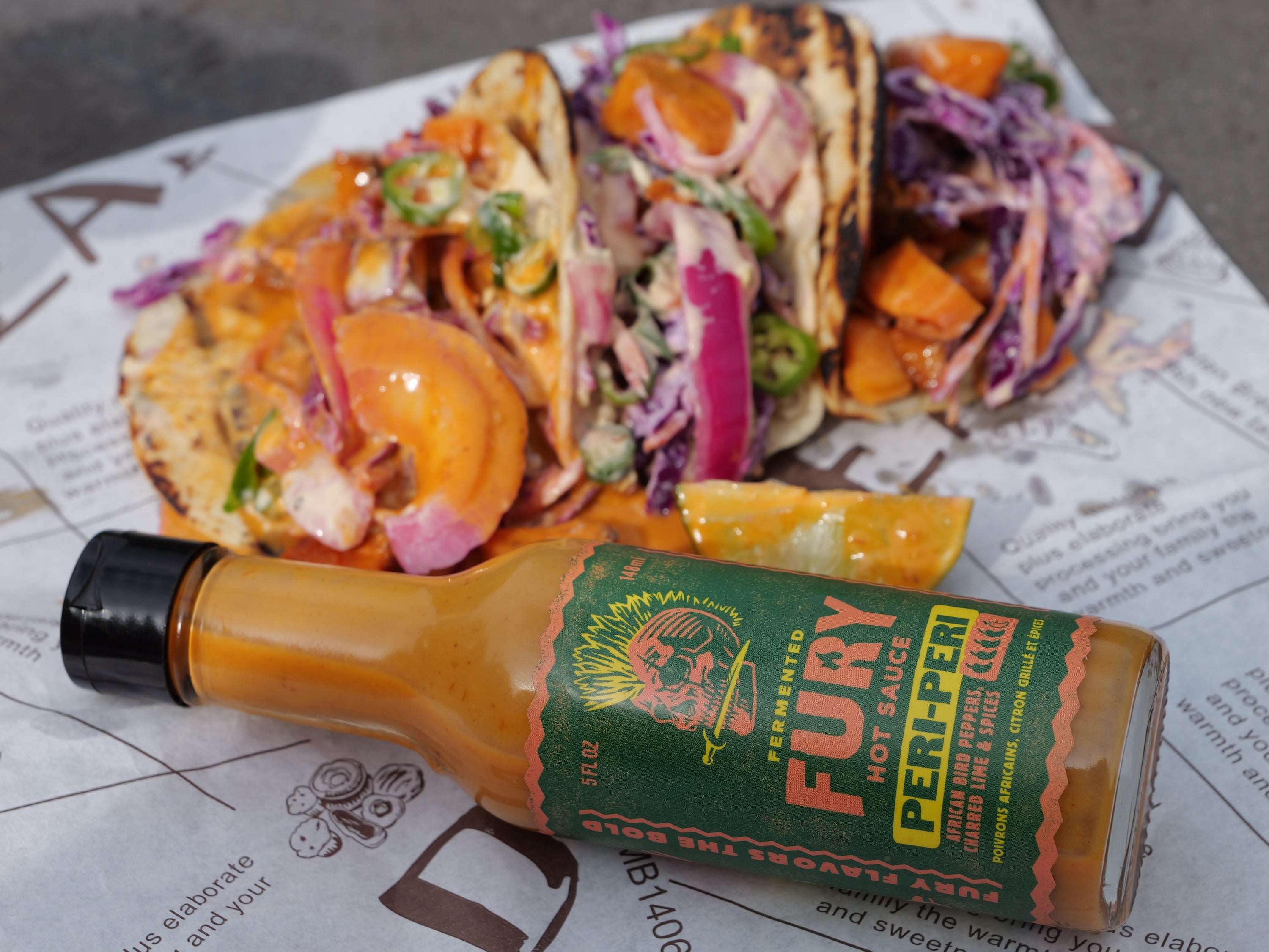 Fury Peri-Peri sauce detail - tangy citrus and garlic hot sauce