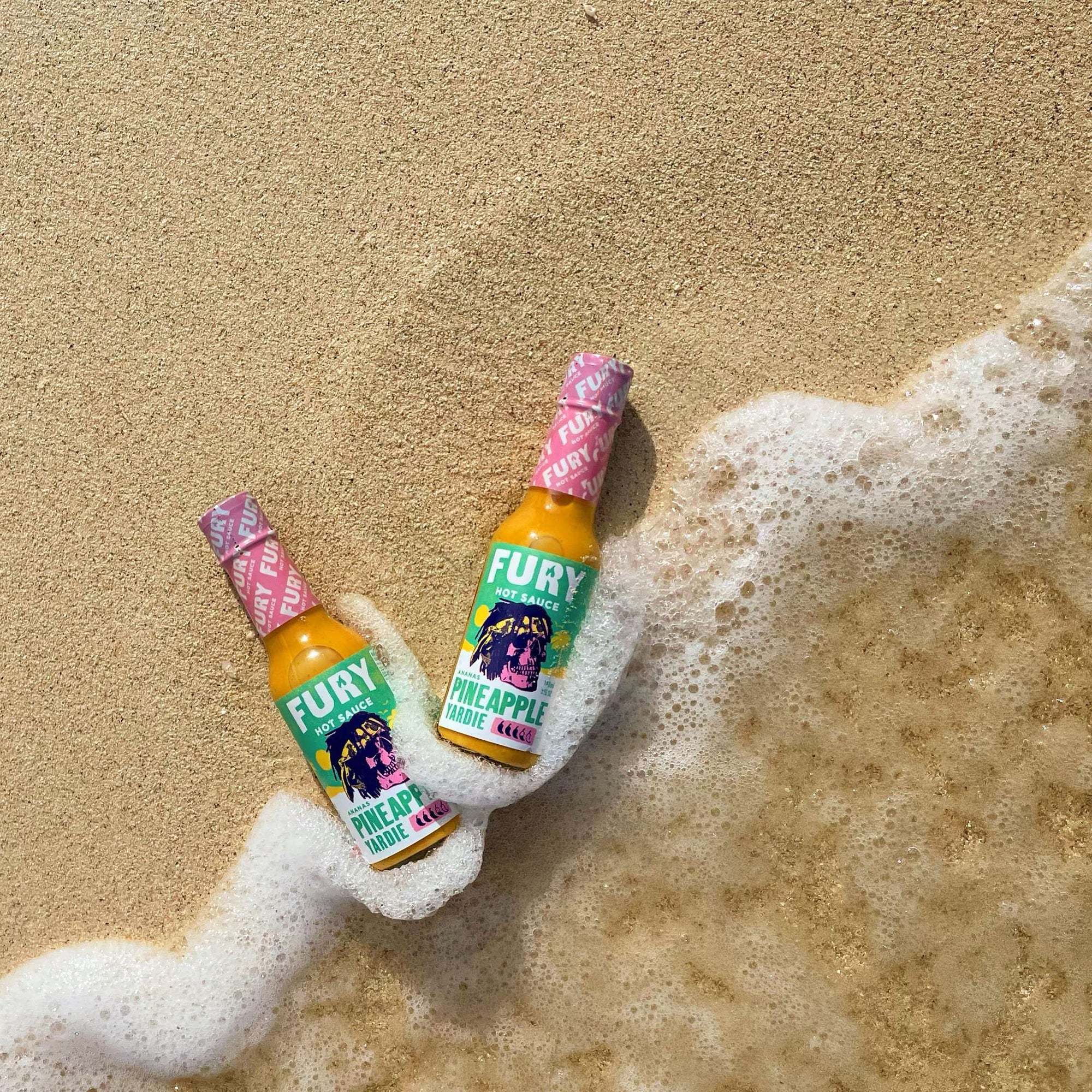 Fury Pineapple Yardie lifestyle shot - sweet and spicy Caribbean hot sauce for jerk chicken